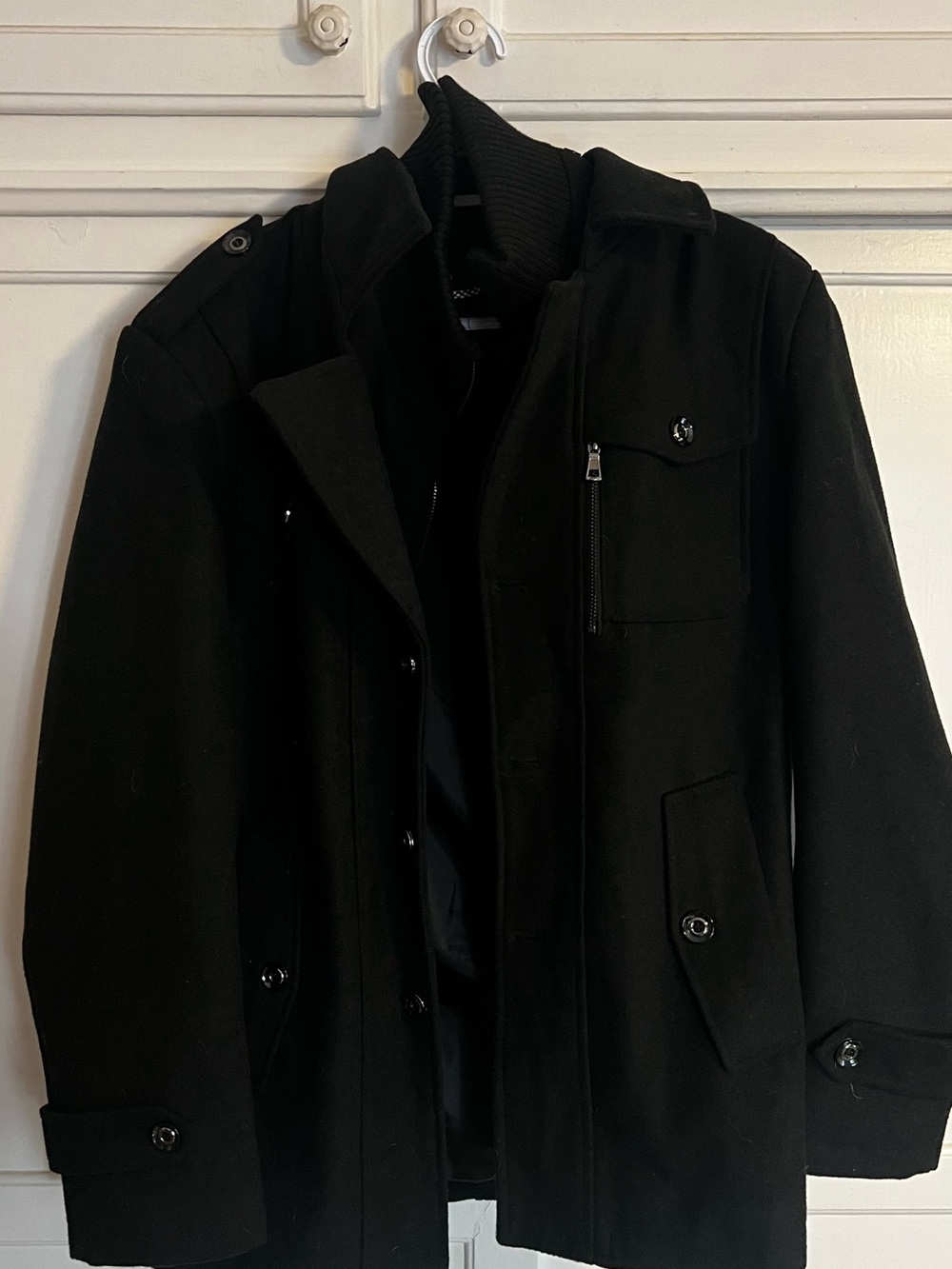 Men's Black Military-Style Coat